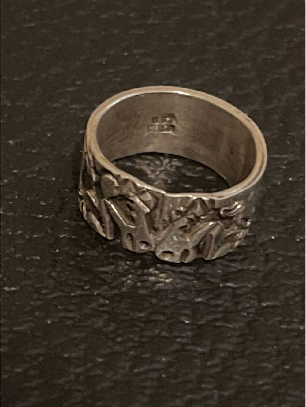 Navajo handmade horses sterling silver inlay ring size 8.5
